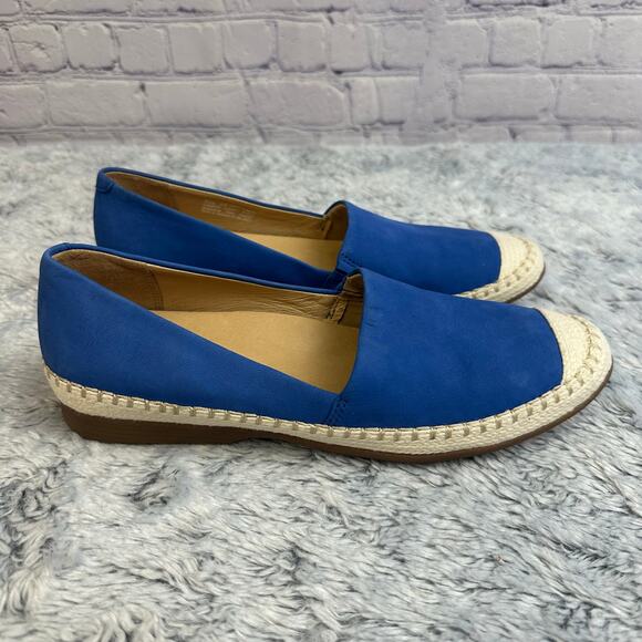 Dansko Shoes - Dansko Lesley Blue Leather Espadrille Flats Size 39 US 8.5-9 Slip On Beach Cap